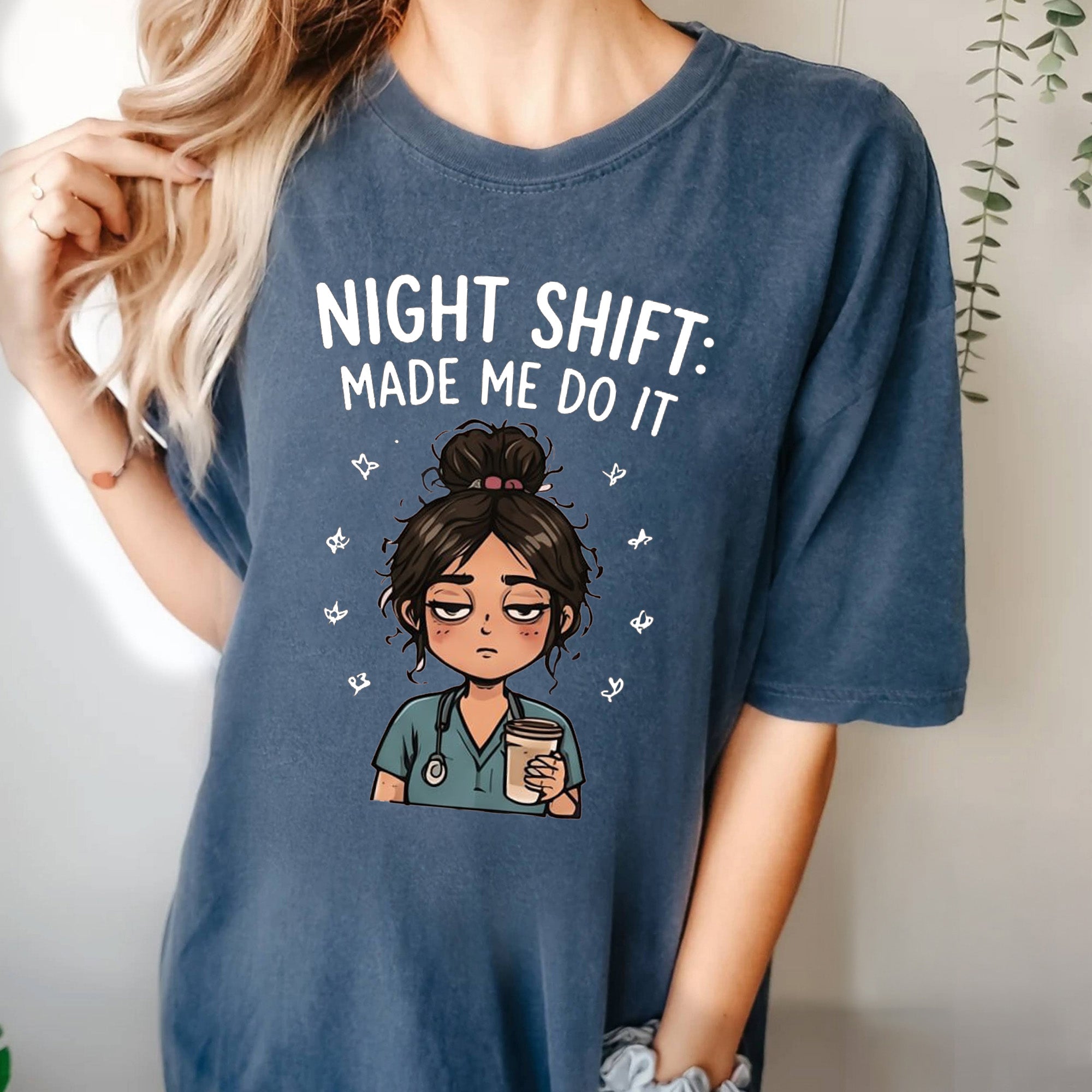 Night Shift Made Me Do It Nurse Shirt, Funny Nurse Tee, RN Humor Shirt, Tired Nurse Gift, Nursing Student Gift, Nurse Life Tee