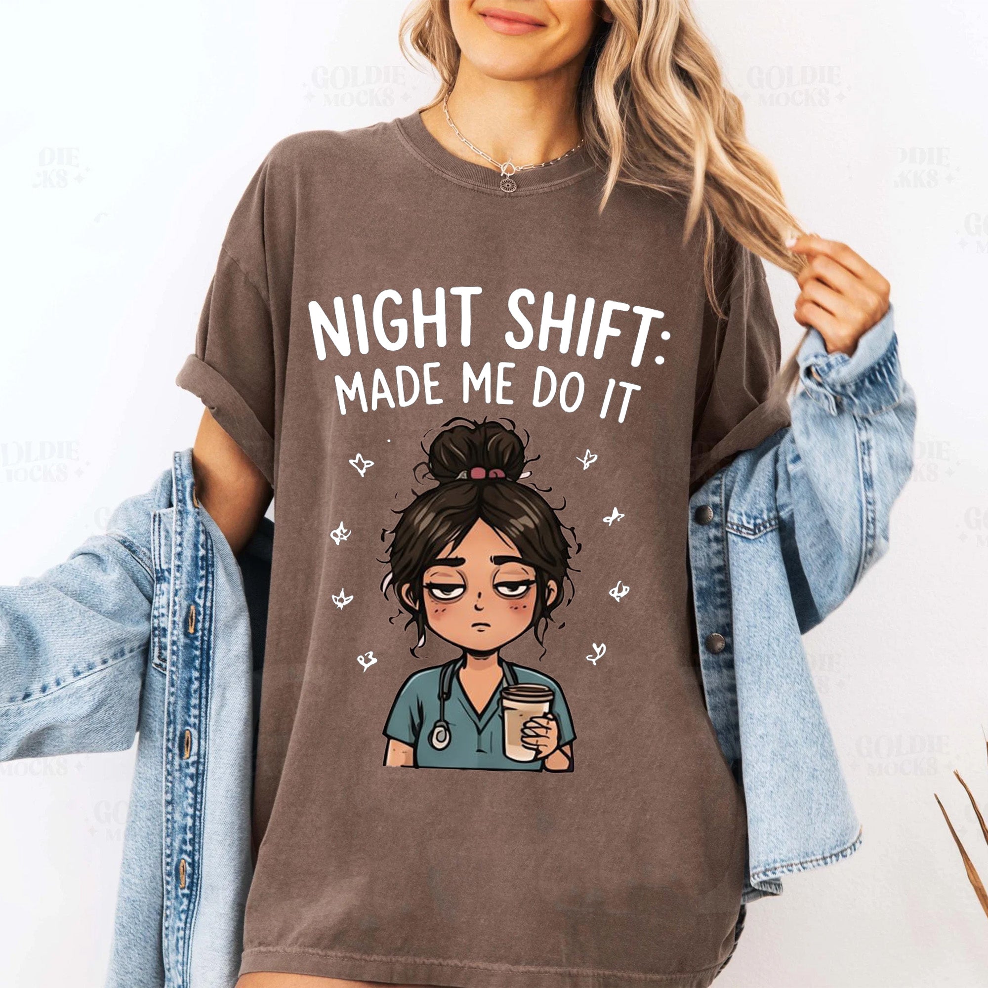 Night Shift Made Me Do It Nurse Shirt, Funny Nurse Tee, RN Humor Shirt, Tired Nurse Gift, Nursing Student Gift, Nurse Life Tee