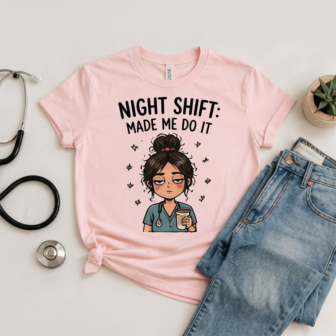 Night Shift Made Me Do It Nurse Shirt, Funny Nurse Tee, RN Humor Shirt, Tired Nurse Gift, Nursing Student Gift, Nurse Life Tee