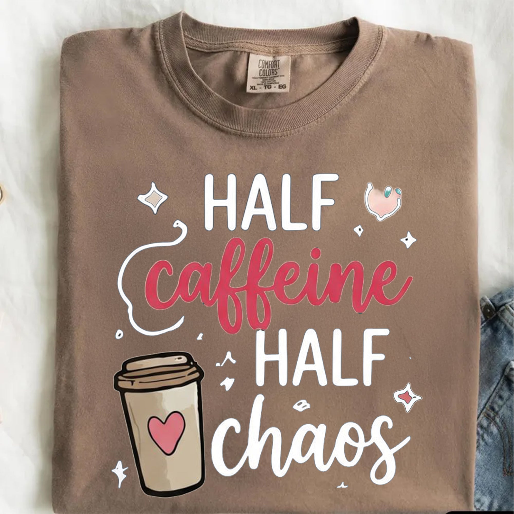 Half Caffeine Half Chaos Nurse Shirt, Funny Nurse Tee, RN Coffee Lover Shirt, Nurse Life Shirt, Nursing Student Gift, Cute Nurse Gift
