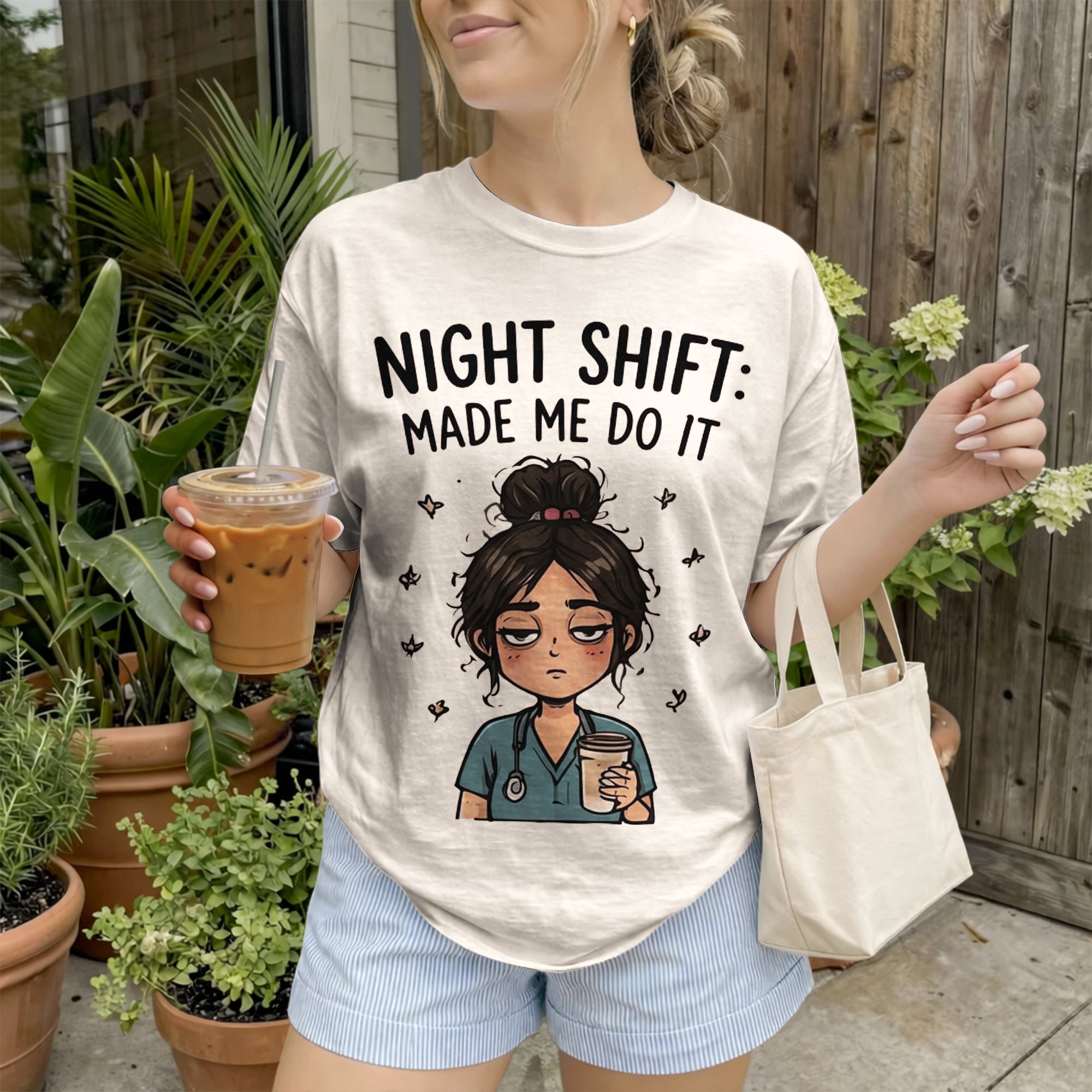Night Shift Made Me Do It Nurse Shirt, Funny Nurse Tee, RN Humor Shirt, Tired Nurse Gift, Nursing Student Gift, Nurse Life Tee