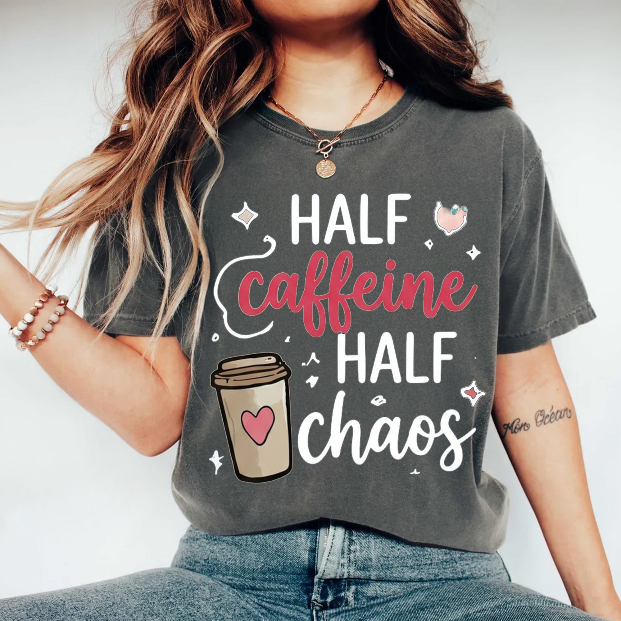 Half Caffeine Half Chaos Nurse Shirt, Funny Nurse Tee, RN Coffee Lover Shirt, Nurse Life Shirt, Nursing Student Gift, Cute Nurse Gift