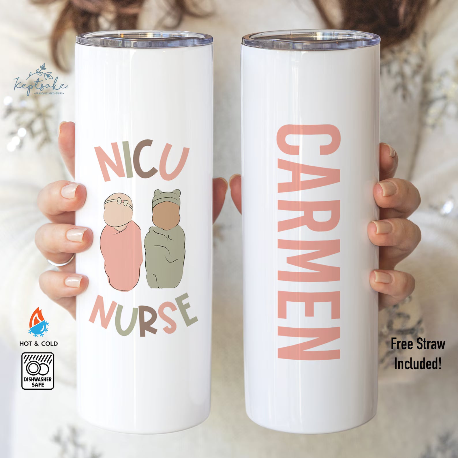 NICU Nurse Tumbler - Personalized NICU Nurse Gift - NICU Nurse Gift - Labor and Delivery Nurse Tumbler Gift with Straw