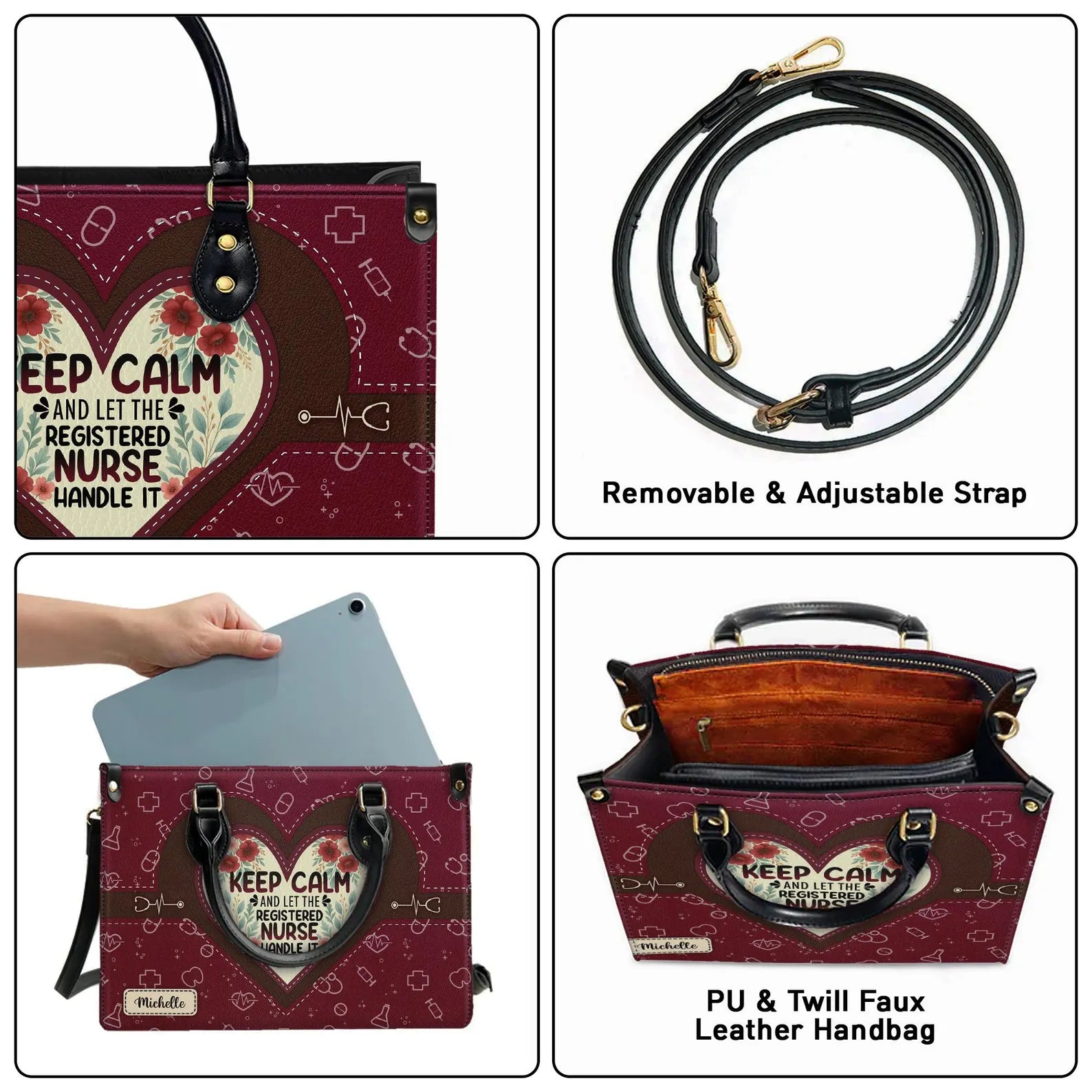 Custom Leather Handbag: Keep Calm and Let the Registered Nurse Handle It – Gift for Nurses, Christmas Gift