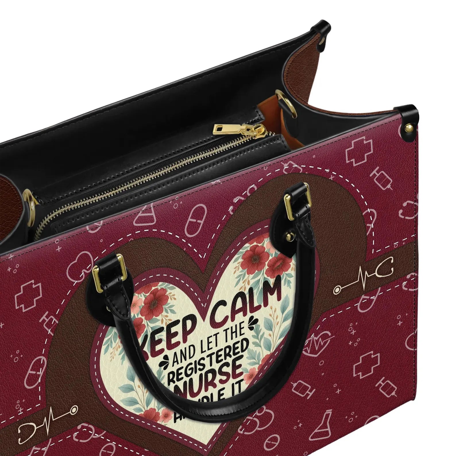 Custom Leather Handbag: Keep Calm and Let the Registered Nurse Handle It – Gift for Nurses, Christmas Gift