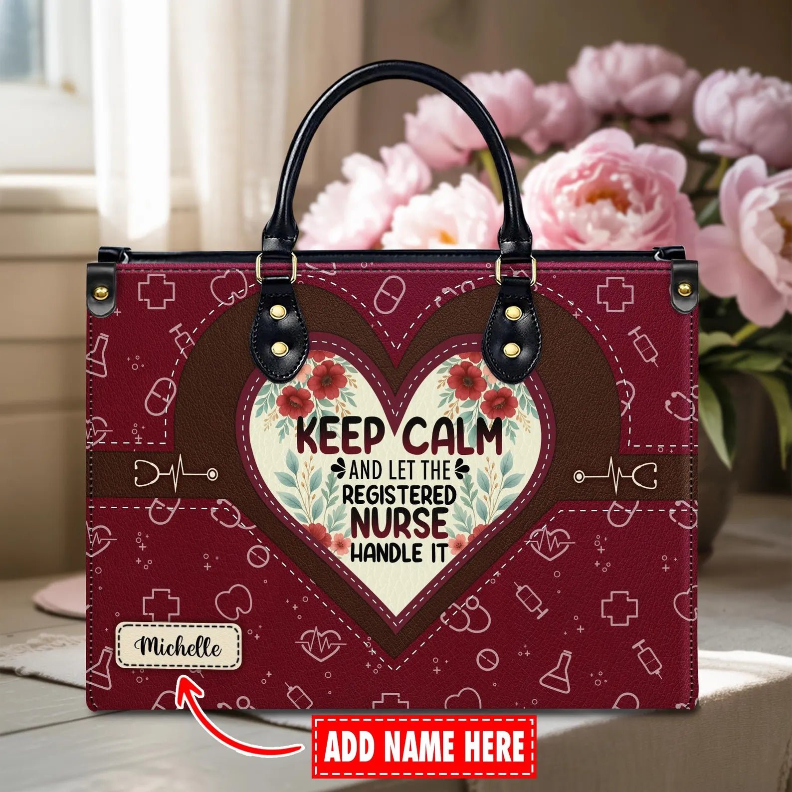 Custom Leather Handbag: Keep Calm and Let the Registered Nurse Handle It – Gift for Nurses, Christmas Gift