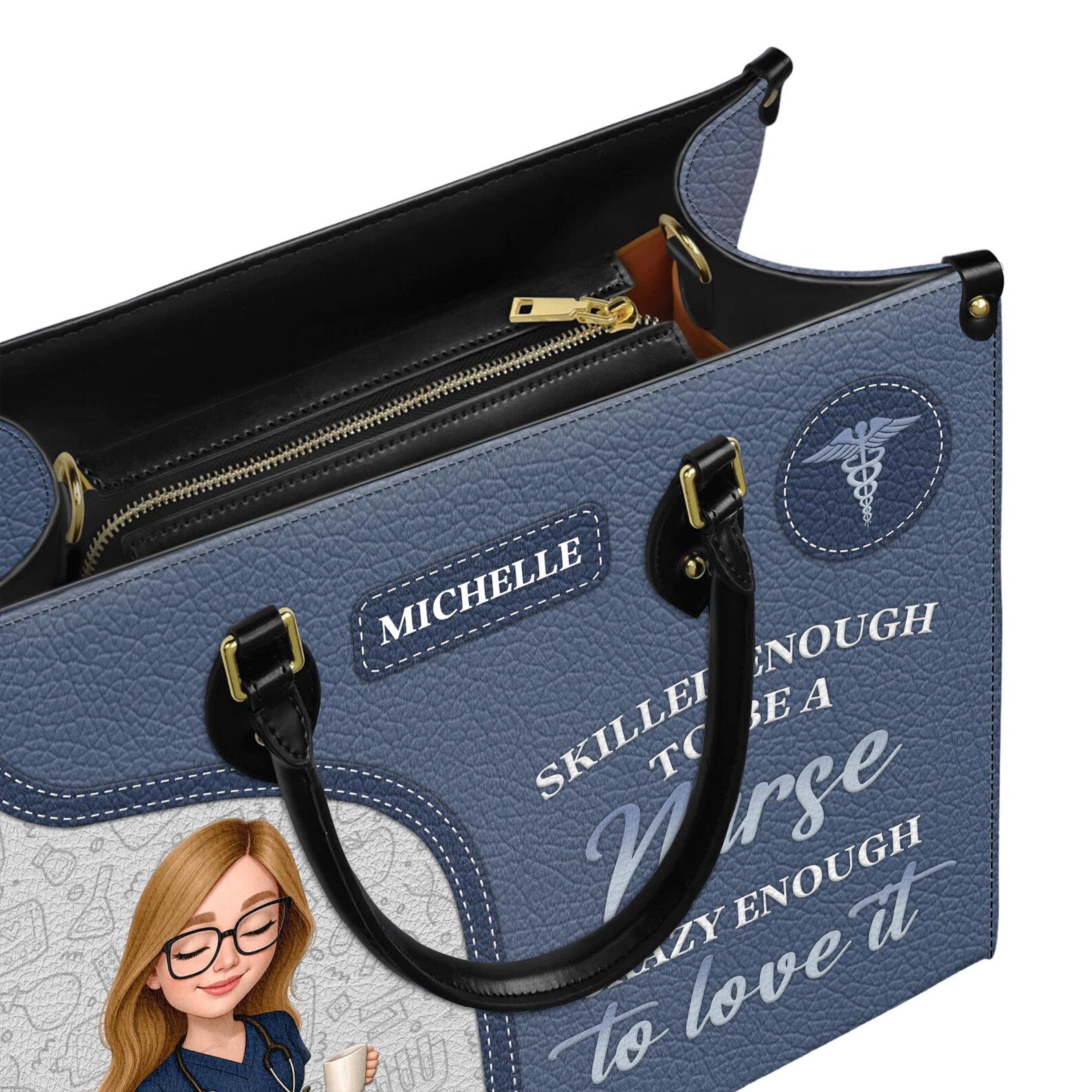 Custom Leather Handbag - Nurse Design with Personalizable Name - Skilled Enough to Be a Nurse Quote - Perfect Christmas Gift for Nurses