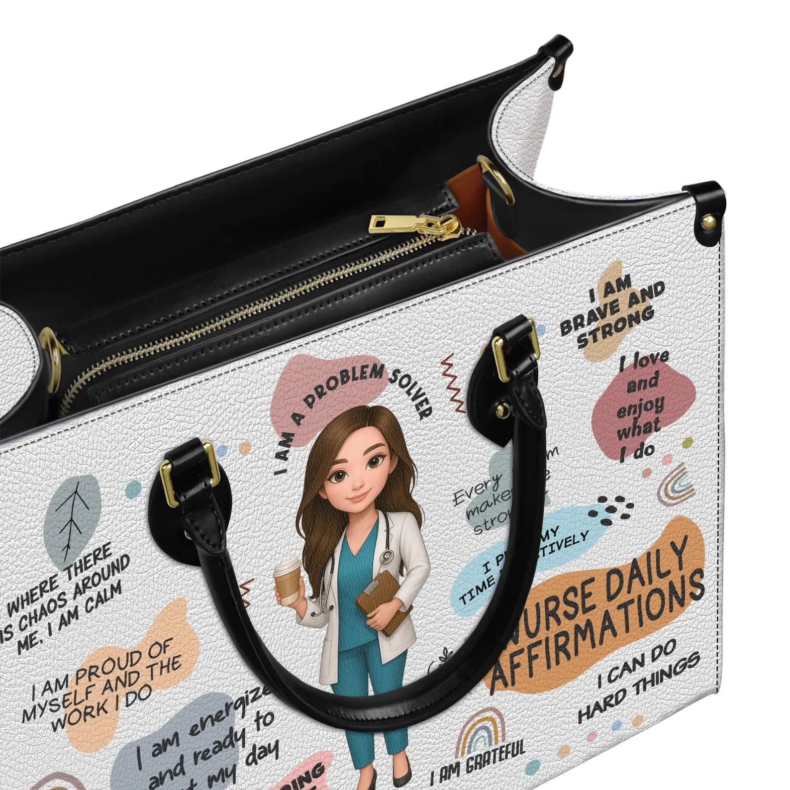 Custom Leather Handbag: I Am Proud of Myself and the Work I Do – Personalized Nurse Gift, Christmas Gift