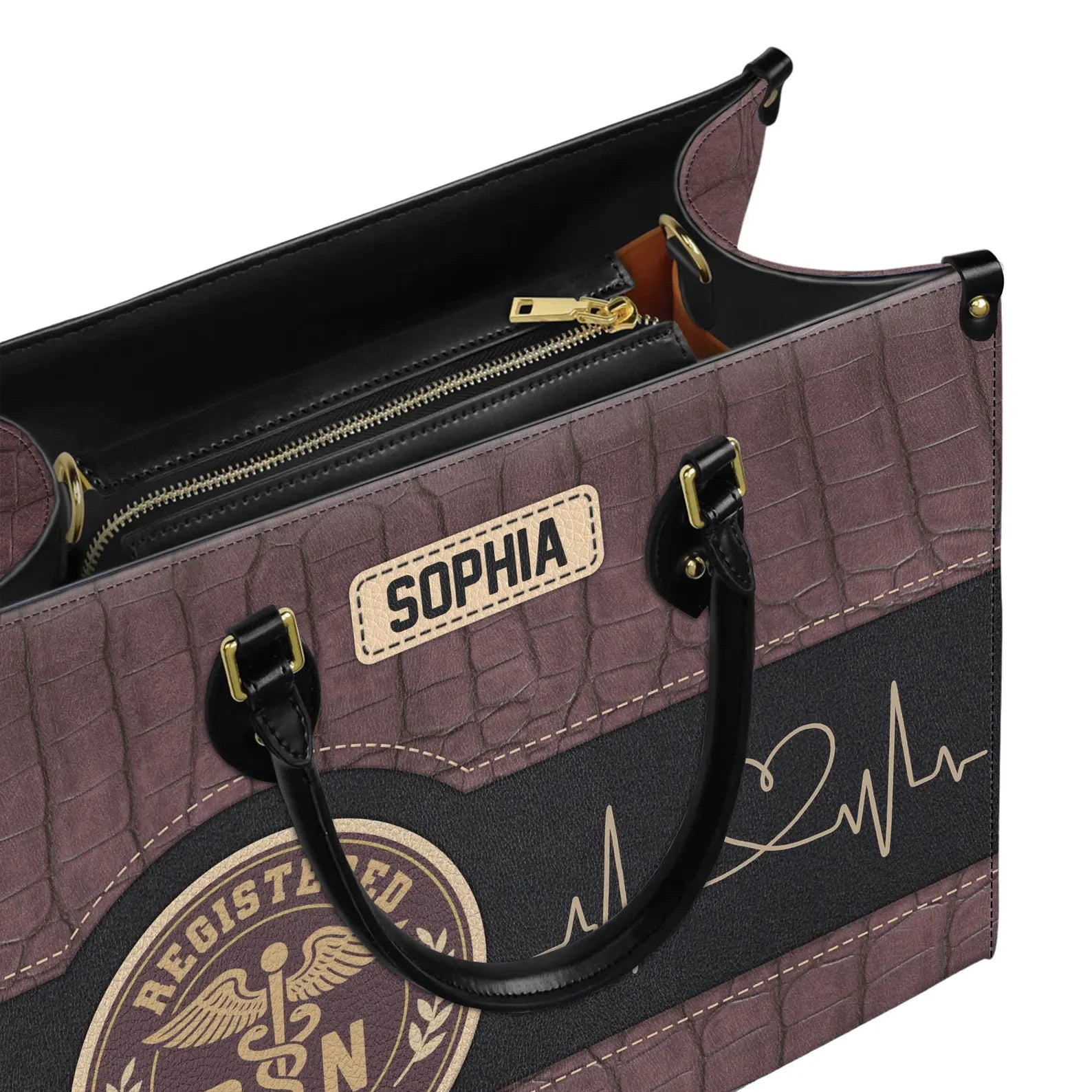 Custom Leather Handbag: Personalized Nurse Gift with Registered Nurse Emblem – Perfect Christmas Gift for Nurses, Healthcare Workers
