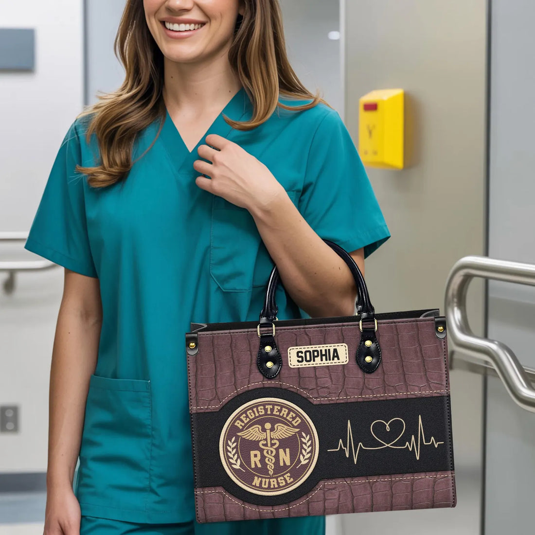 Custom Leather Handbag: Personalized Nurse Gift with Registered Nurse Emblem – Perfect Christmas Gift for Nurses, Healthcare Workers
