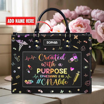 Personalized Nurse Handbag - Custom Leather Bag with Medical Theme - Perfect Christmas Gift for Nurse or Healthcare Worker