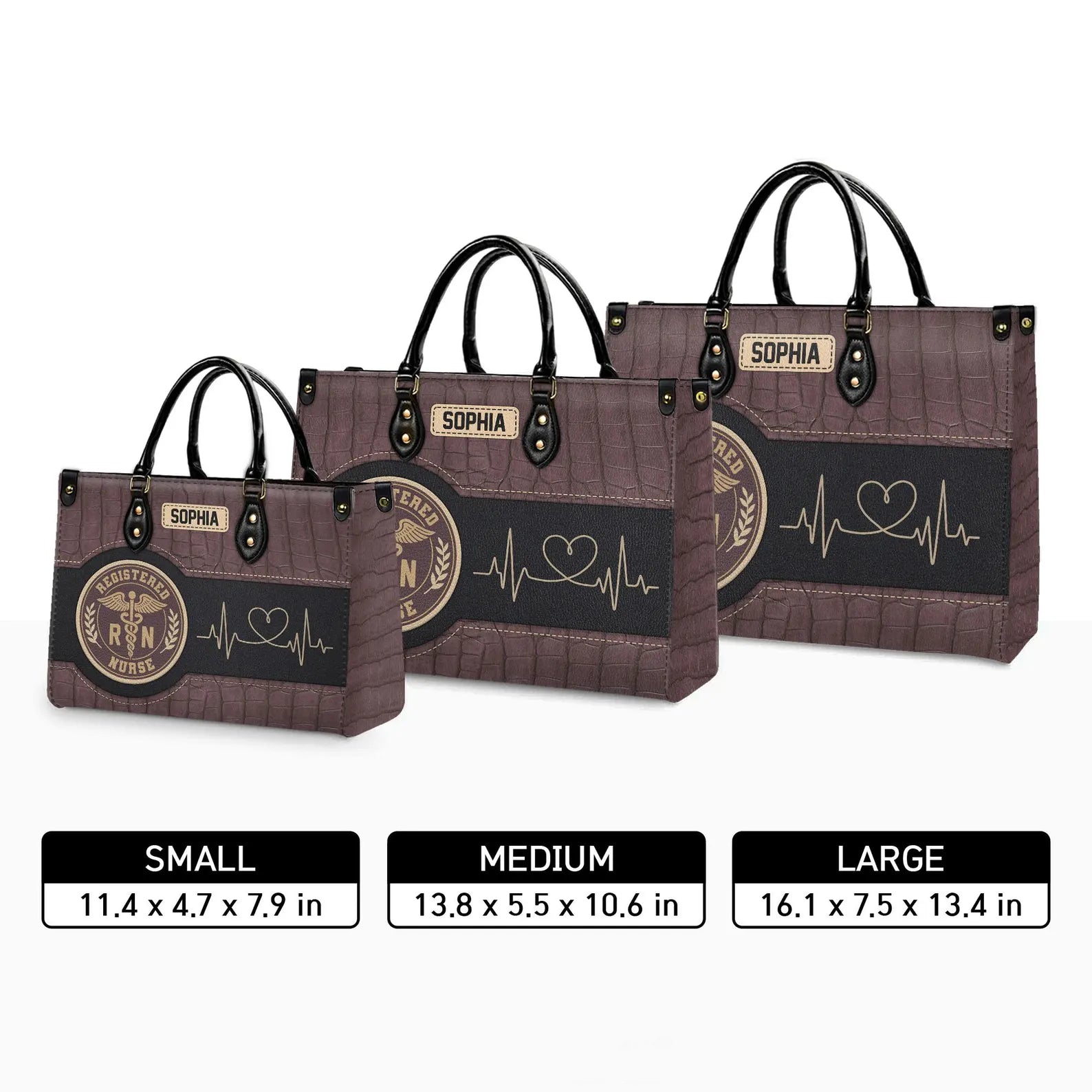 Custom Leather Handbag: Personalized Nurse Gift with Registered Nurse Emblem – Perfect Christmas Gift for Nurses, Healthcare Workers