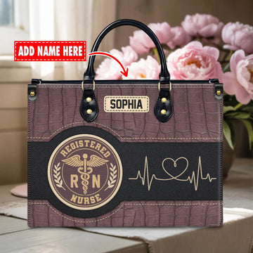 Custom Leather Handbag: Personalized Nurse Gift with Registered Nurse Emblem – Perfect Christmas Gift for Nurses, Healthcare Workers
