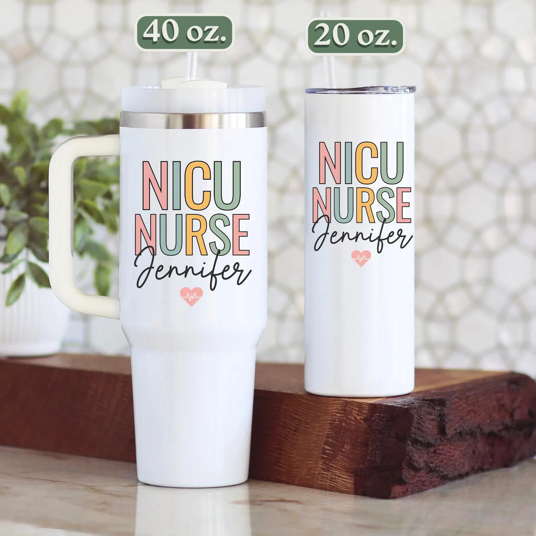 NICU nurse Tumbler Personalized Custom NICU 40 oz. tumbler with handle NICU Gift travel cup neonatal intensive care unit nurse travel cup