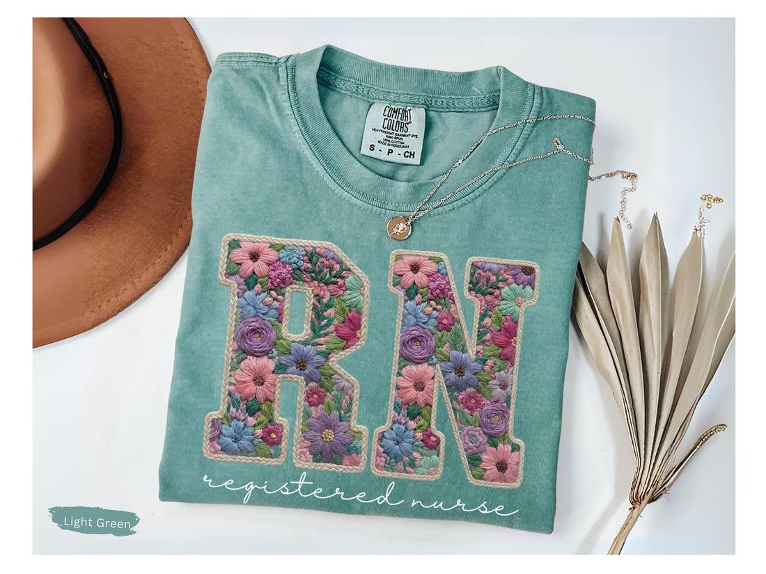 Registered Nurse Shirt, RN Shirt Faux Embroidery RN Tee, Gift for Nursing Grad, Comfort Colors Registered Nurse Tshirt Nurse Graduation Gift