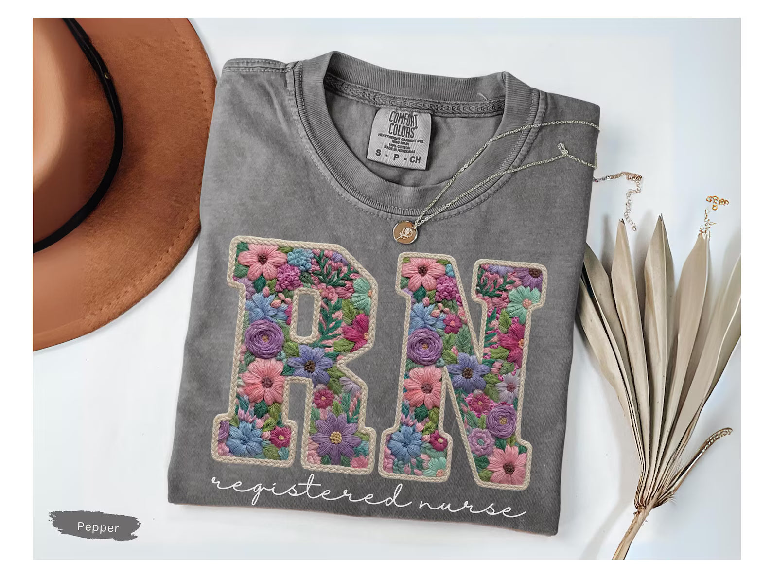 Registered Nurse Shirt, RN Shirt Faux Embroidery RN Tee, Gift for Nursing Grad, Comfort Colors Registered Nurse Tshirt Nurse Graduation Gift