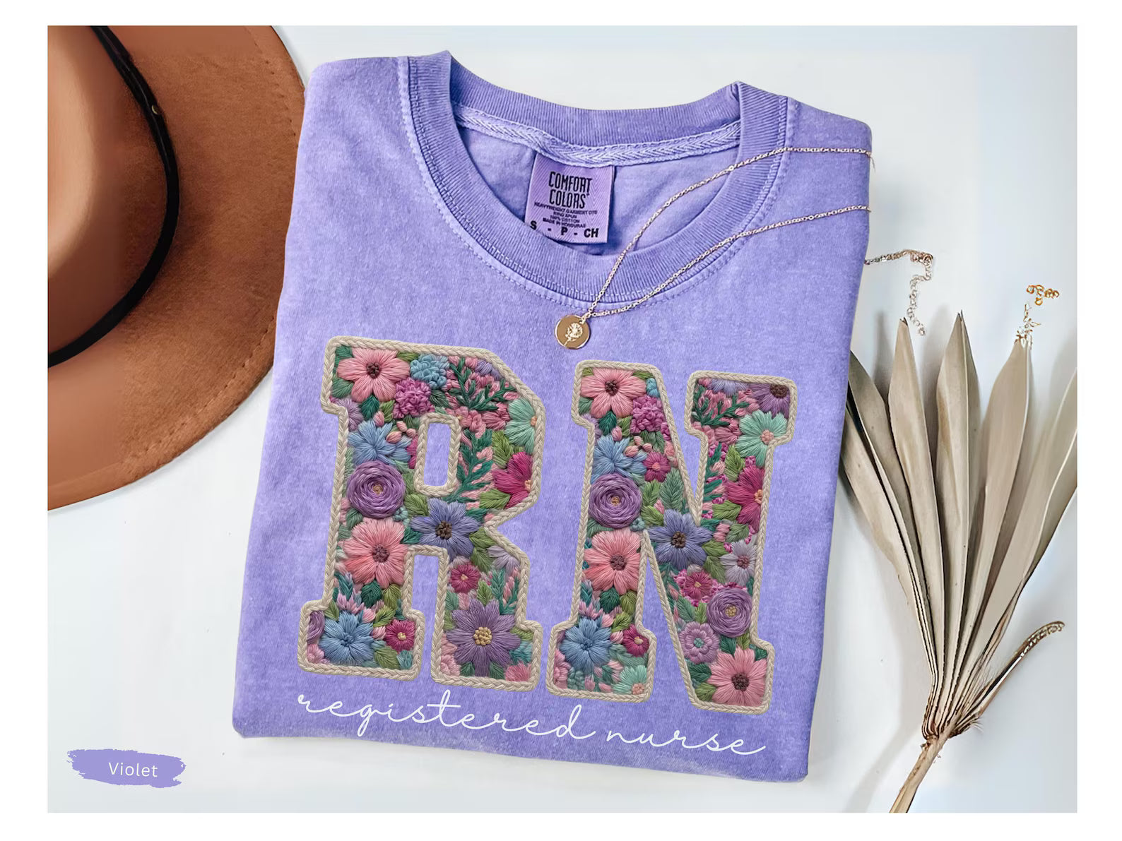 Registered Nurse Shirt, RN Shirt Faux Embroidery RN Tee, Gift for Nursing Grad, Comfort Colors Registered Nurse Tshirt Nurse Graduation Gift