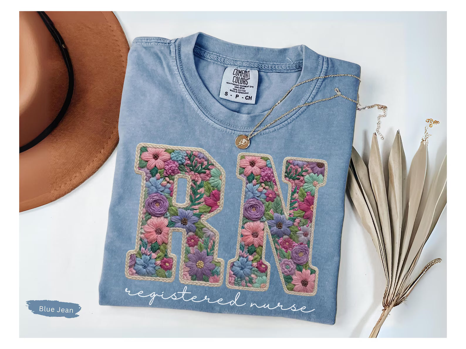 Registered Nurse Shirt, RN Shirt Faux Embroidery RN Tee, Gift for Nursing Grad, Comfort Colors Registered Nurse Tshirt Nurse Graduation Gift